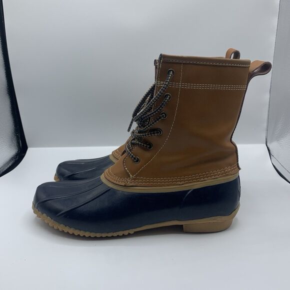 Land’s End Women’s Leather and Blue Rubber Duck Boots 502426 Size 8.5 B - Picture 1 of 7
